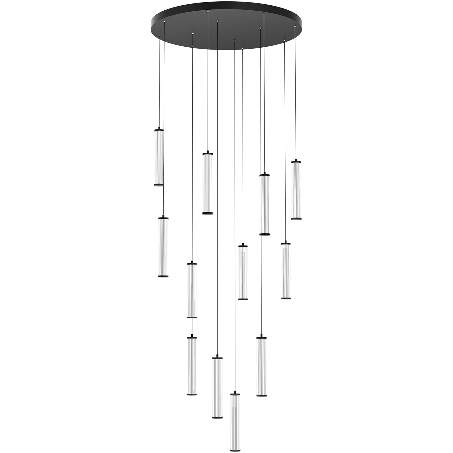Calibo Charm Modern Fluted 12 Light Cluster Pendant Light - Black