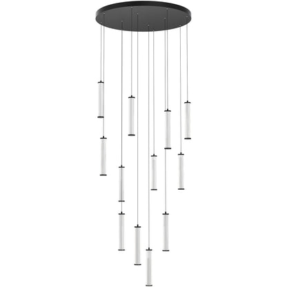 Calibo Charm Modern Fluted 12 Light Cluster Pendant Light - Black