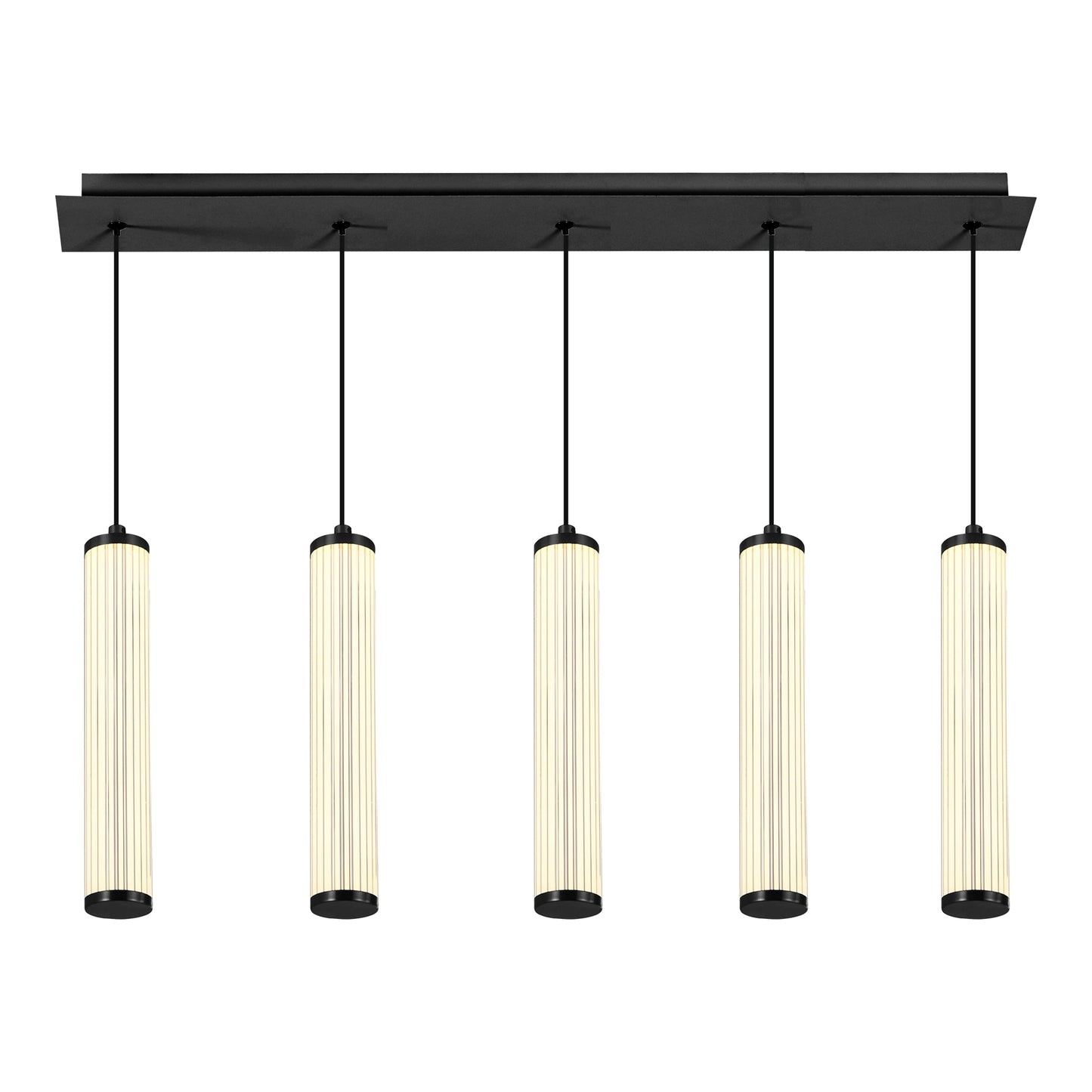 Black 5 Light Fluted Linear Pendant- Charm Series