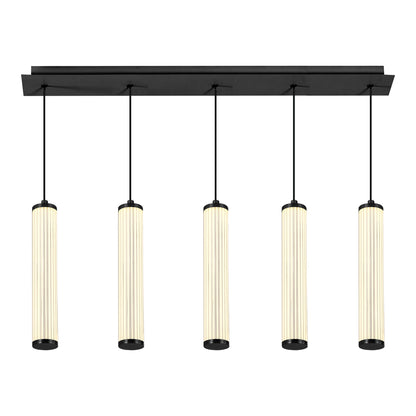 Black 5 Light Fluted Linear Pendant- Charm Series