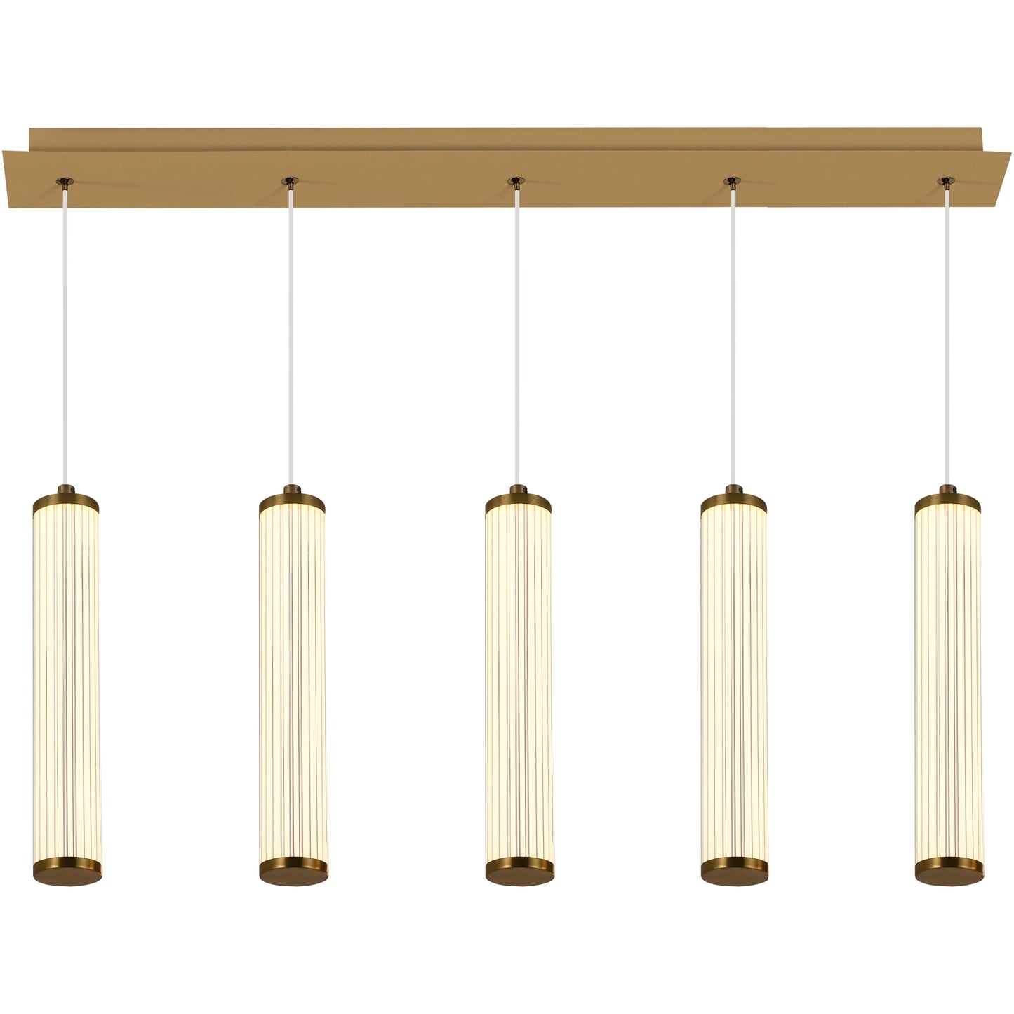 Black 5 Light Fluted Linear Pendant- Charm Series