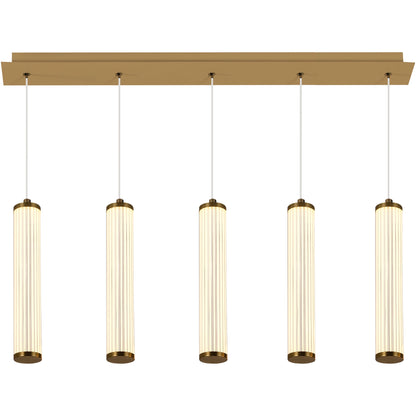 Black 5 Light Fluted Linear Pendant- Charm Series