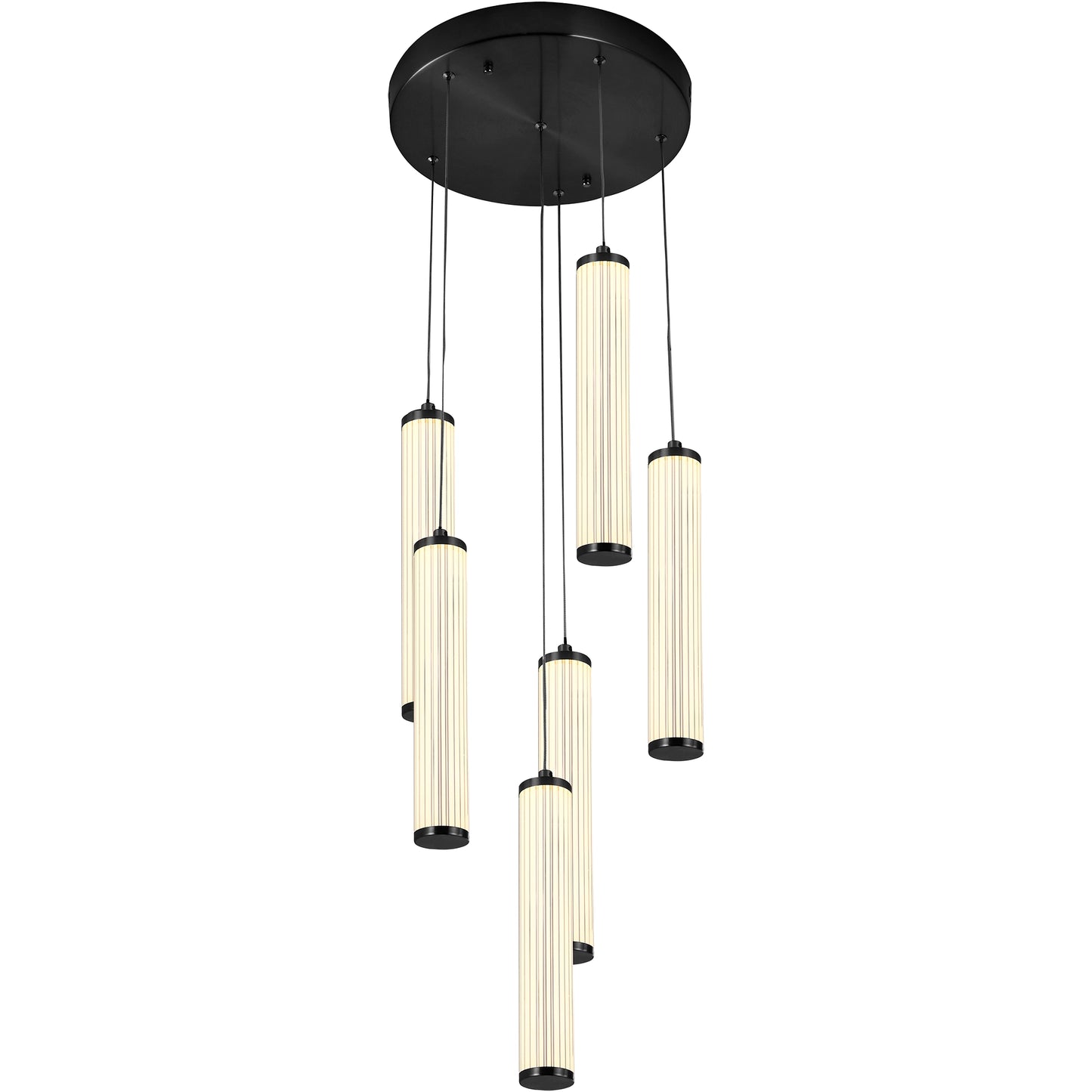 Calibo Charm Modern Fluted 6 Light Cluster Pendant - Black