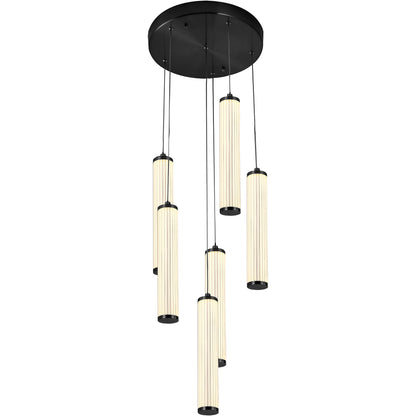 Calibo Charm Modern Fluted 6 Light Cluster Pendant - Black
