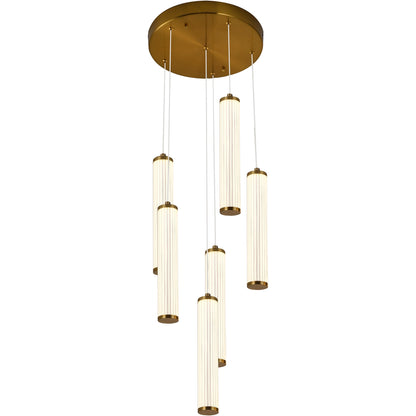 Calibo Charm Modern Fluted 6 Light Cluster Pendant - Brass