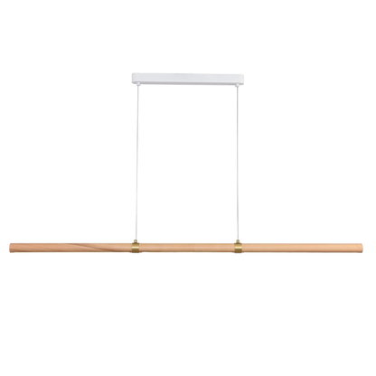 Calibo Aquila 1500mm Timber Tubular LED Linear Pendant with Brass Finish Collar - Ash with White