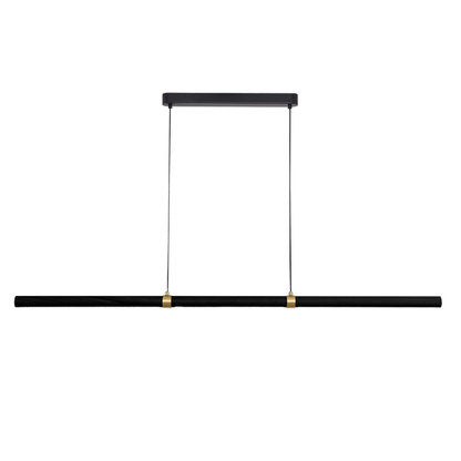Calibo Aquila 1500mm Timber Tubular LED Linear Pendant with Brass Finish Collar - Black Ash with Black