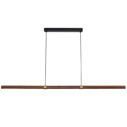 Calibo Aquila 2000mm Timber Tubular LED Linear Pendant with Brass Finish Collar - Walnut with Black
