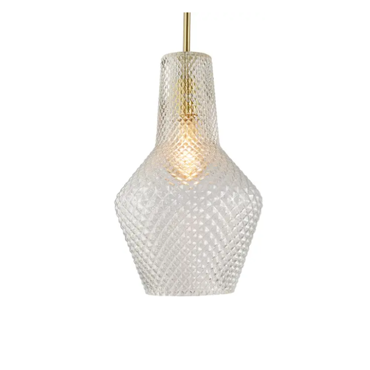 Calibo Avian Diamond Cut Glass 1 Light Pendant - Gold and Clear