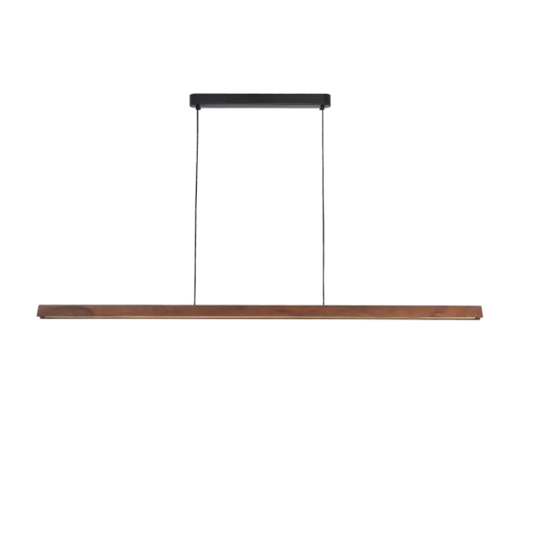 Calibo Avocent 1500mm Slim Timber Triangular Edge LED Linear Pendant - Walnut with Black