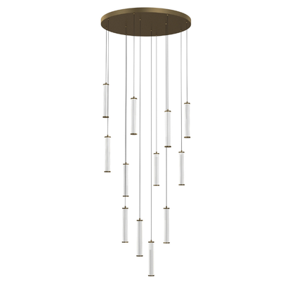 Calibo Charm Modern Fluted 12 Light Cluster Pendant Light - Brass