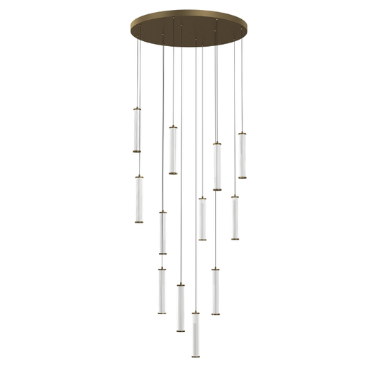 Calibo Charm Modern Fluted 12 Light Cluster Pendant Light - Brass