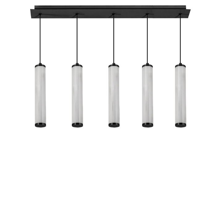 Black 5 Light Fluted Linear Pendant- Charm Series