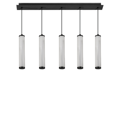 Black 5 Light Fluted Linear Pendant- Charm Series