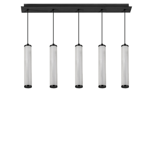 Black 5 Light Fluted Linear Pendant- Charm Series