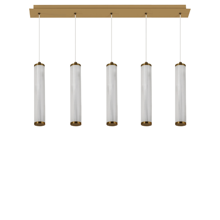 Black 5 Light Fluted Linear Pendant- Charm Series