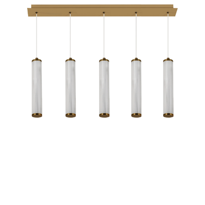 Black 5 Light Fluted Linear Pendant- Charm Series