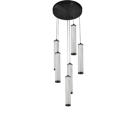 Calibo Charm Modern Fluted 6 Light Cluster Pendant - Black