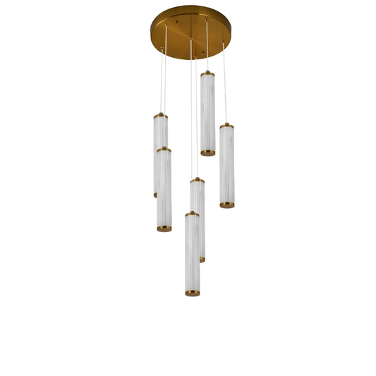 Calibo Charm Modern Fluted 6 Light Cluster Pendant - Brass