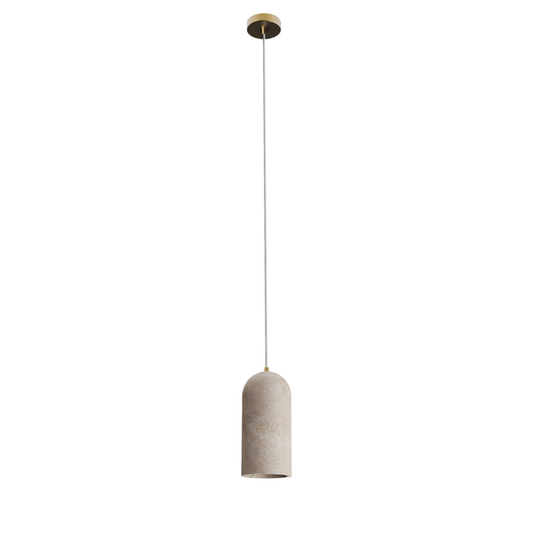 Calibo Inspire Crafted Travertine Round Top Cylinder Pendant Light - Beige
