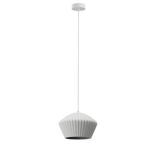 Calibo Munia Sculptural Fluted Dome Pendant with Paintable Gypsum Surface - White