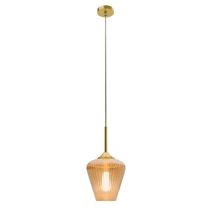 Calibo Ribbon Fluted Glass 230mm Pendant Light - Amber