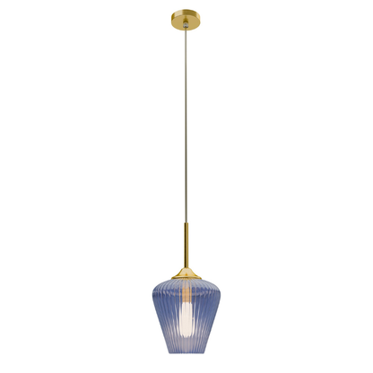 Calibo Ribbon Fluted Glass 230mm Pendant Light - Blue
