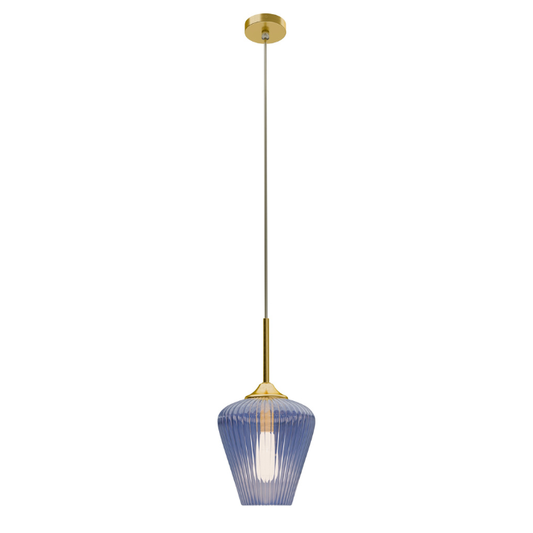 Calibo Ribbon Fluted Glass 230mm Pendant Light - Blue