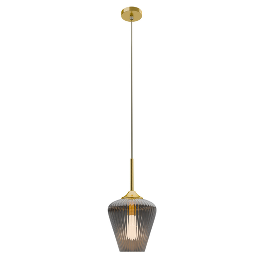 Calibo Ribbon Fluted Glass 230mm Pendant Light - Smoke