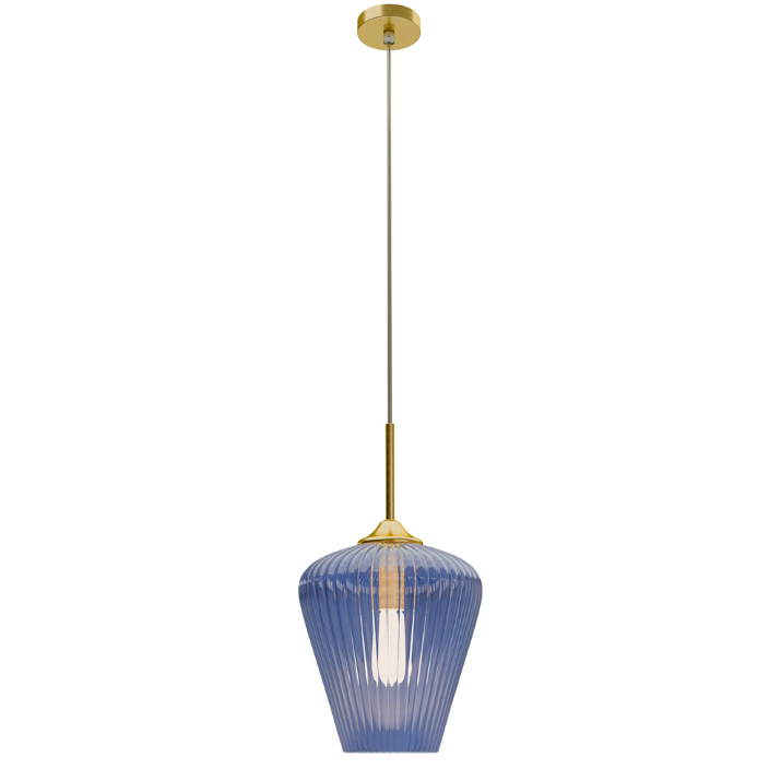 Calibo Ribbon Fluted Glass 280mm Pendant Light - Blue