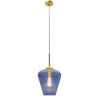 Calibo Ribbon Fluted Glass 280mm Pendant Light - Blue