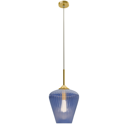 Calibo Ribbon Fluted Glass 280mm Pendant Light - Blue
