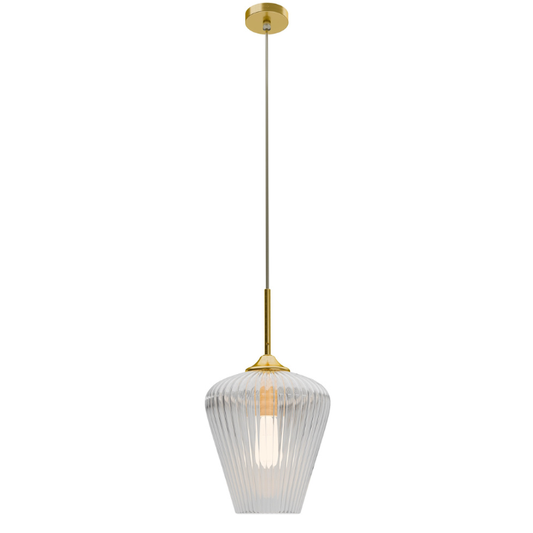 Calibo Ribbon Fluted Glass 280mm Pendant Light - Clear