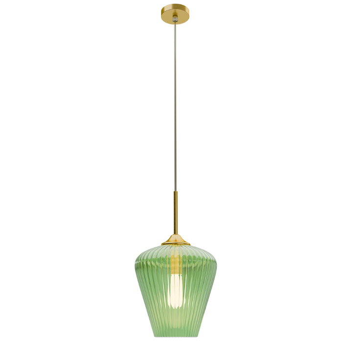 Calibo Ribbon Fluted Glass 280mm Pendant Light - Green
