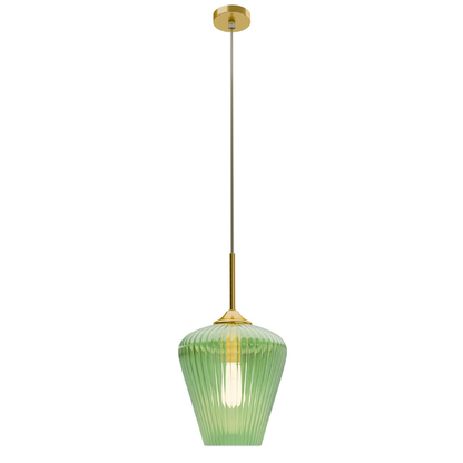 Calibo Ribbon Fluted Glass 280mm Pendant Light - Green