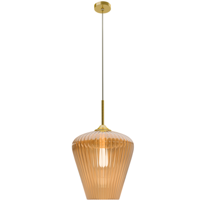 Calibo Ribbon Fluted Glass 360mm Pendant Light - Amber