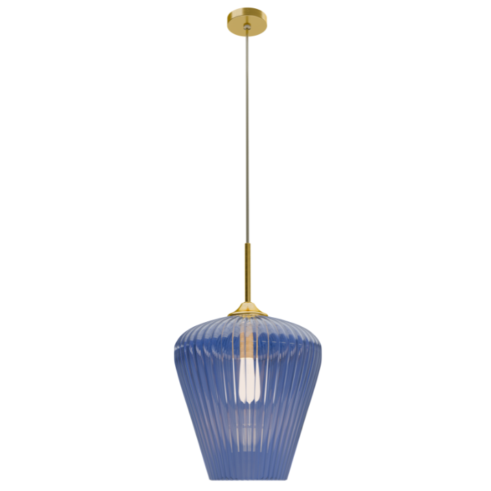 Calibo Ribbon Fluted Glass 360mm Pendant Light - Blue