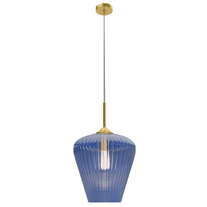 Calibo Ribbon Fluted Glass 360mm Pendant Light - Blue