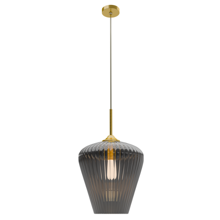 Calibo Ribbon Fluted Glass 360mm Pendant Light - Smoke