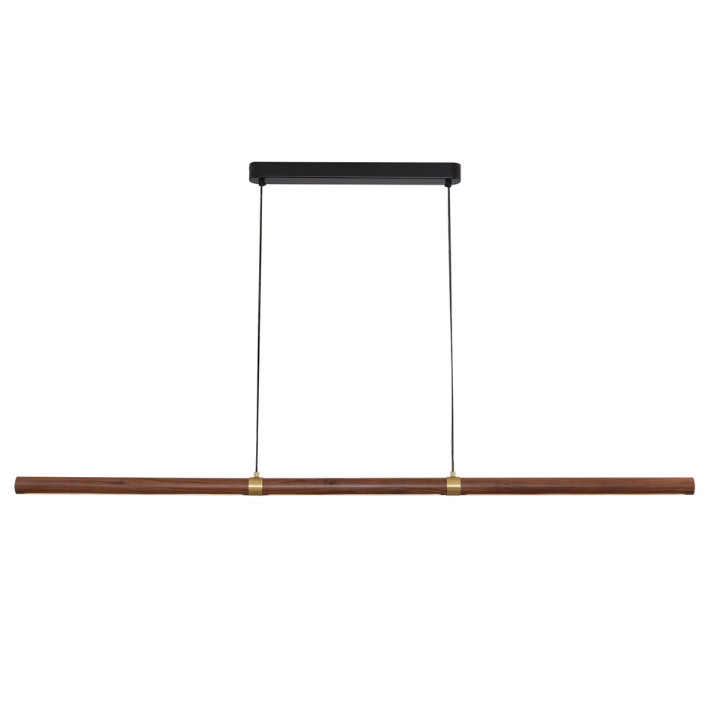 Calibo Avocent 2000mm Slim Timber Triangular Edge LED Linear Pendant - Walnut with Black