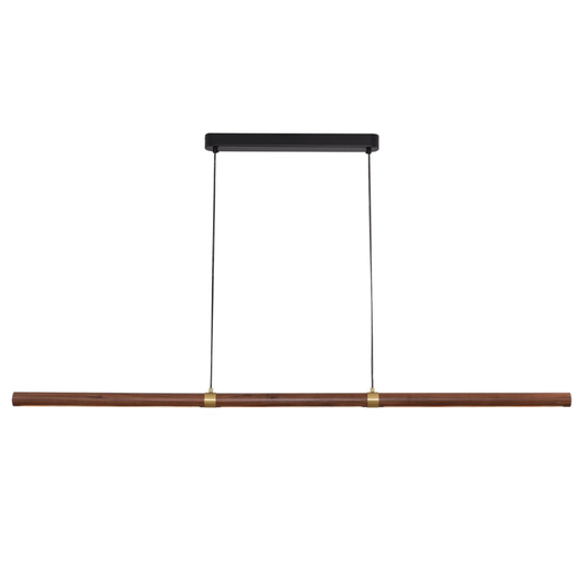 Calibo Avocent 2000mm Slim Timber Triangular Edge LED Linear Pendant - Walnut with Black