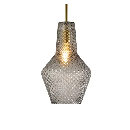 Calibo Avian Diamond Cut Glass 1 Light Pendant - Gold and Smoke