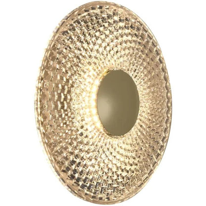 Calibo Bilby Crystalline 180mm Round LED Wall Light - Brass