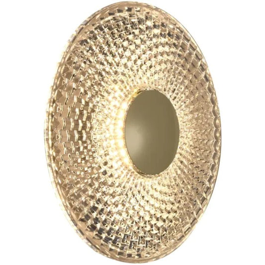 Calibo Bilby Crystalline 180mm Round LED Wall Light - Brass