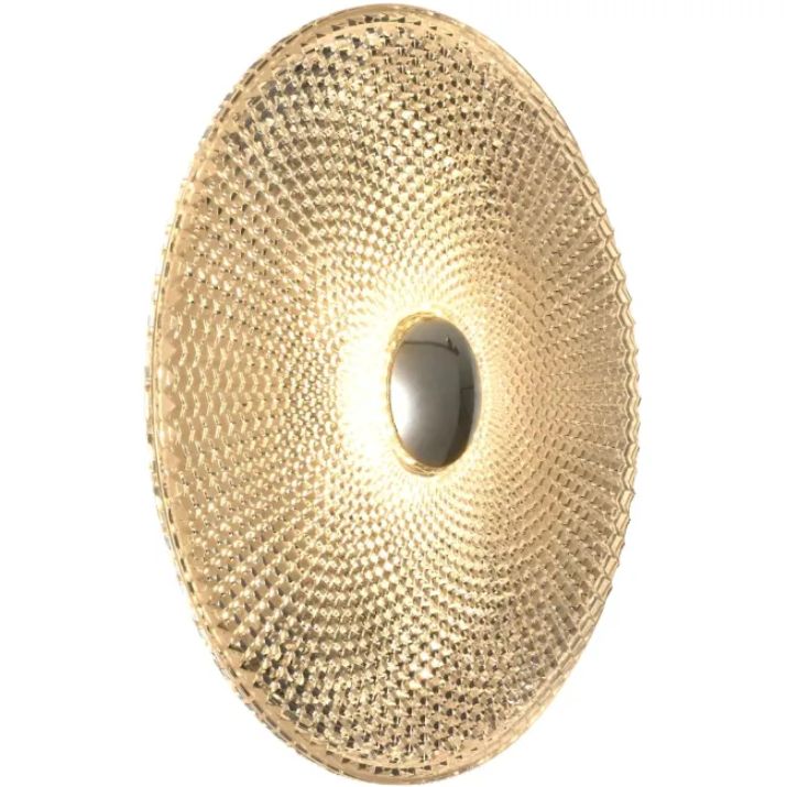 Calibo Bilby Crystalline 300mm Round LED Wall Light - Brass