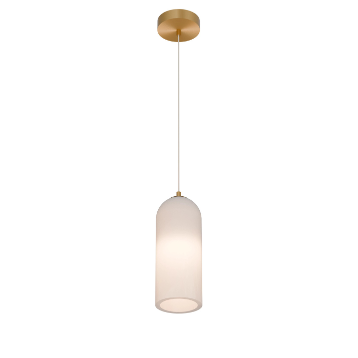Calibo Bower Modern Alabaster Stone 1 Light Pendant Light - Brass
