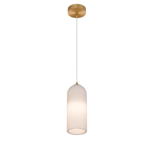 Calibo Bower Modern Alabaster Stone 1 Light Pendant Light - Brass