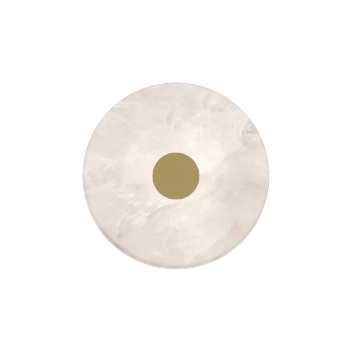 Calibo Bower Modern Alabaster Stone 200mm Round Wall Light - Brass