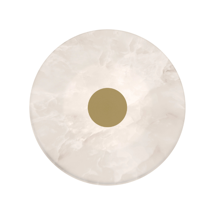 Calibo Bower Modern Alabaster Stone 250mm Round Wall Light - Brass