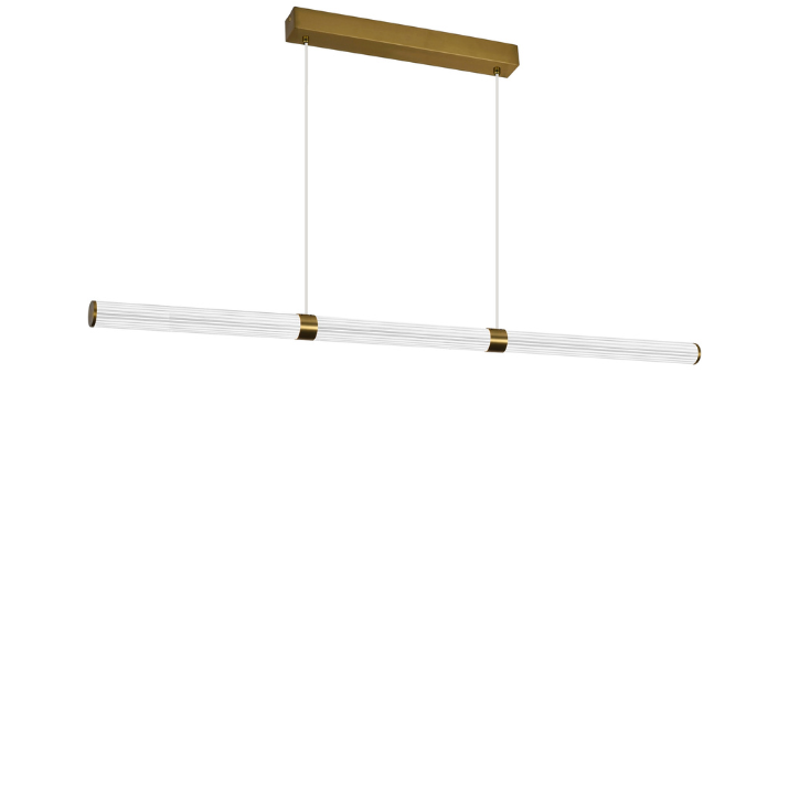 Calibo Charm Modern Fluted 2000mm Linear Pendant Light - Brass